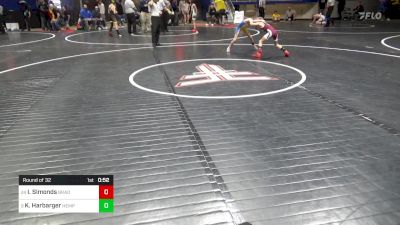 55 lbs Round Of 32 - Isaac Simonds, Bradford vs Kyler Harbarger, Hempfield Area