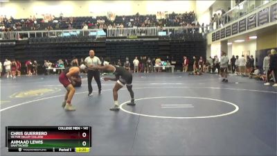 141 lbs Quarterfinal - Chris Guerrero, Victor Valley College vs Ahmaad Lewis, Unattached