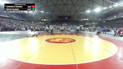 Boys 3A 132 lbs Champ. Round 2 - Quinton O Bannon, University vs Bryce Tillman, Peninsula