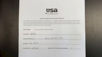 Monta Vista High School [Open - Solo] 2021 USA Virtual Dance Winter Series #2