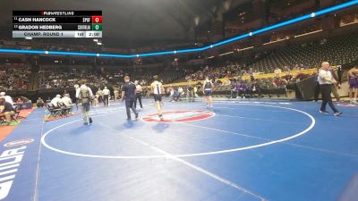 120 Class 1 lbs Champ. Round 1 - Cash Hancock, St. Pius X (Festus) vs Gradon Hedberg, Centralia