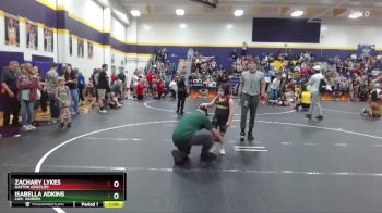 82 lbs Quarterfinal - Isabella Adkins, LWC: Raiders vs Zachary Lykes, Gaston Grizzlies