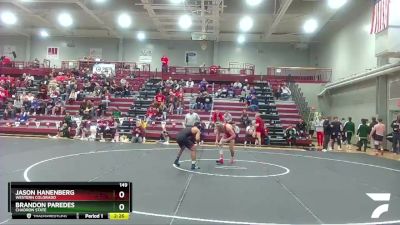 149 lbs Quarterfinal - Brandon Paredes, Chadron State vs Jason Hanenberg, Western Colorado