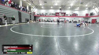 141 lbs Cons. Round 4 - George Maholtz, Lander vs Koltyn Grebel, UMary