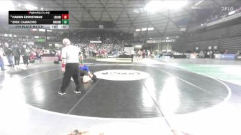 Boys 1B/2B 120 5th Place Match - Kaden Christman, Lake Roosevelt vs Erik Camacho, Warden