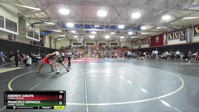 184 lbs Quarterfinal - Francisco Espinoza, Chabot College vs Andrew Zarate, Lassen College