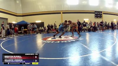 215 lbs 1st Place Match - Brenton Russell, Warren Wrestling Academy vs Brandon Johnson, Lawrence North Wrestling Club