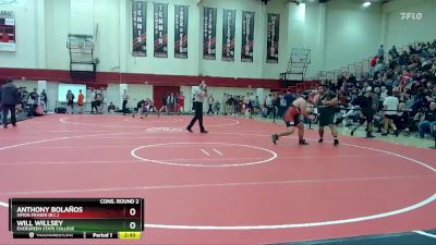 285 lbs Cons. Round 2 - Will Willsey, Evergreen State College vs Anthony Bolaños, Simon Fraser (B.C.)