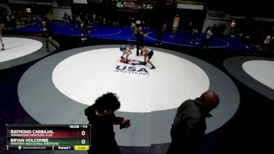 113 lbs Cons. Round 3 - Bryan Holcombe, Monterey High School Wrestling vs Raymond Carbajal, Terminators Wrestling Club