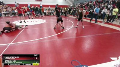 68-74 lbs Round 3 - Liam Gonzales, Junior Bulldogs vs Carson Ley, Platte Valley Jr. Wrestling