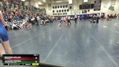 100 lbs Quarterfinal - Brayden Hollen, Riverside vs Jackson Matiska, Lakeside (Nine Mile)