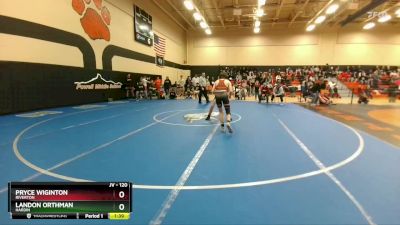 120 lbs Quarterfinal - Pryce Wiginton, Riverton vs Landon Orthman, Hardin