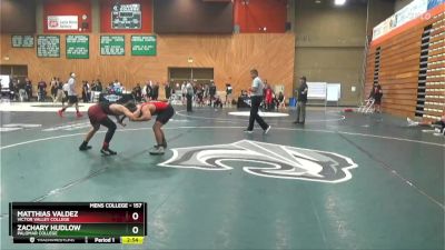 157 lbs Cons. Round 3 - Zachary Hudlow, Palomar College vs Matthias Valdez, Victor Valley College