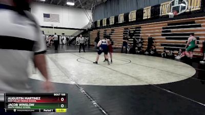 185 lbs Quarterfinal - Jacob Winslow, South Middle School vs Augustin Martinez, East Valley Middle School