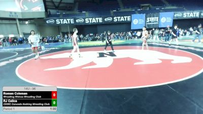96 lbs Champ. Rd Of 16 - Roman Coleman, Wrestling Rhinos Wrestling Club vs RJ Calica, CNWC Concede Nothing Wrestling Club