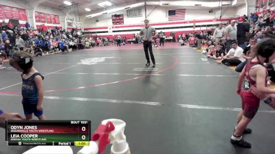 40 lbs Round 3 - Leia Cooper, Odessa Youth Wrestling vs Odyn Jones, Higginsville Youth Wrestling