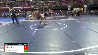 89 lbs Cons. Round 3 - Rocky LaLiberty, Bearcats Wrestling Club Helena vs Jimmy Francis, Fergus Wrestling Club