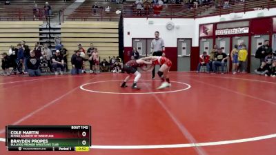 62-69 lbs Cons. Round 3 - Brayden Propes, Bulldog Premier Wrestling Club vs Cole Martin, Rhyno Academy Of Wrestling