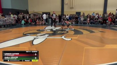 55 lbs Round 1 - Lennox Sather, St. Peter Saints vs Darla Krause, Kingdom Wrestling