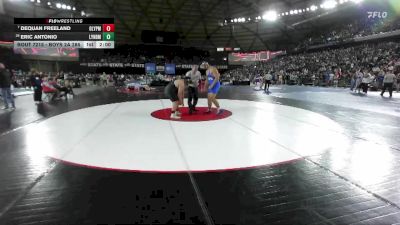 Boys 2A 285 lbs Champ. Round 1 - DeQuan Freeland, Olympic vs Eric Antonio, Lynden