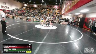 145 lbs Semifinal - Abrianna Kiser, Shoshoni vs Lynsie Julander, Kemmerer