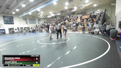 150 lbs Cons. Semi - Julian Solis, Calvary Chapel (Santa Ana) vs Brandon Owen, Paloma Valley