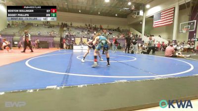 73-76 lbs Consolation - Boston Bollinger, Tulsa Blue T Panthers vs Bodey Phillips, Bristow Elementary Wrestling Club