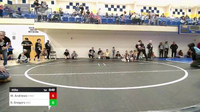 40 lbs Semifinal - Maculey Andrews, Hilldale Youth Wrestling Club vs Saylor Gregory, Bartlesville Wrestling Club