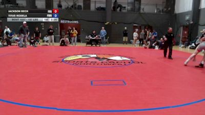 157 lbs Cons. Sub-semis - Jackson Beck, Fighting Squirrels vs Titus Rodela, Peninsula Wrestling