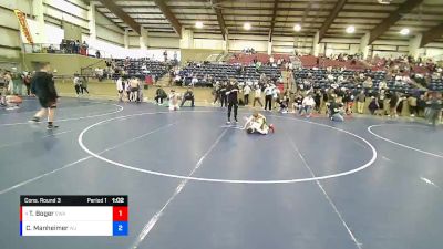 92 lbs Cons. Round 3 - Takoda Boger, Sanderson Wrestling Academy vs Caleb Manheimer, West Jordan