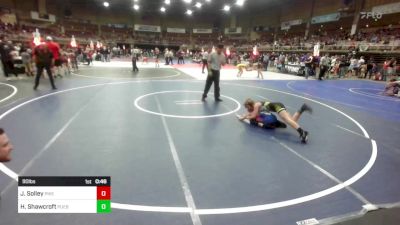 90 lbs 3rd Place - Jacob Solley, Pikes Peak Warriors vs Hunter Shawcroft, Pueblo County WC