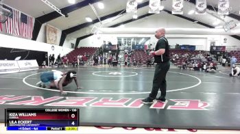 136 lbs Quarterfinal - Lila Eckert, Westminster University vs Kiza Williams, Eureka