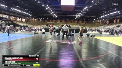 74 lbs Semifinal - John Booe, Caveman Wrestling Club vs Savannah Phelan, Lake Gibson