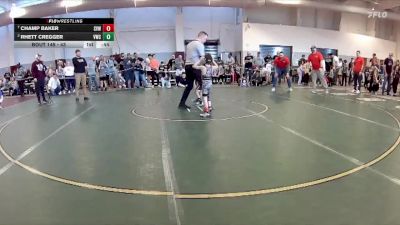 43 lbs Quarterfinal - Champ Baker, SVWC vs Rhett Cregger, Vikings Wrestling Club