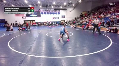 90 lbs Champ. Round 1 - Bridger Warner, Douglas Middle School vs Carson Stroud, Alliance Middle School