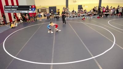 53 lbs Champ. Round 1 - Zander Wilcox, NE vs Oliver Tingle, MN