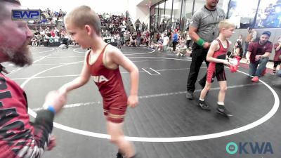 52 lbs Consi Of 8 #2 - Orion Simmons, Ponca City Wildcat Wrestling vs Ryker Horton, Newkirk Takedown Club