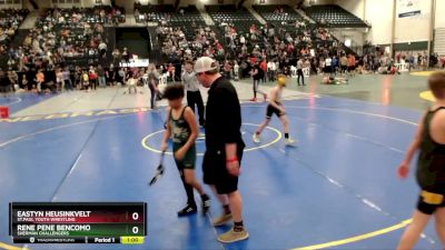 80 lbs Cons. Round 2 - Eastyn Heusinkvelt, St.Paul Youth Wrestling vs Rene Pene Bencomo, Sherman Challengers