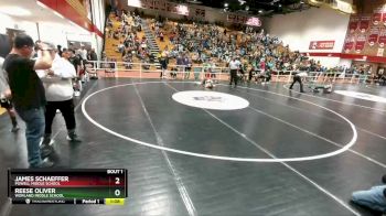 91 lbs Champ. Round 1 - James Schaeffer, Powell Middle School vs Reese Oliver, Worland Middle School