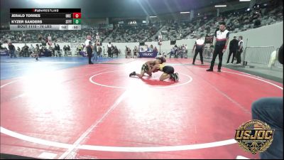 76 lbs 5th Place - Jerald Torres, OKC Saints Wrestling vs Kyzer Sanders, Standfast