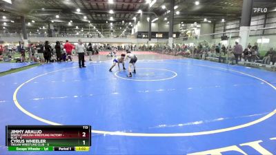 113 lbs Semis (4 Team) - Cyrus Wheeler, TROJAN WRESTLING CLUB vs Jimmy Araujo, NORTH CAROLINA WRESTLING FACTORY - BLUE