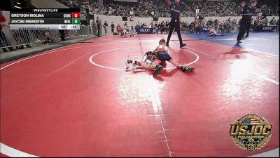 46 lbs Quarterfinal - Greyson Molina, Cotton County Wrestling Club vs Jaycen Meredith, Wesley Wrestling Club