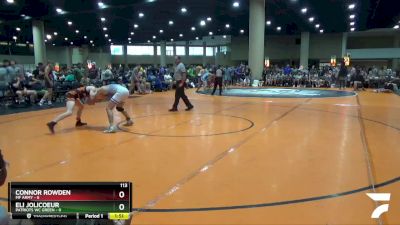 113 lbs Round 3 (6 Team) - Connor Rowden, MF Army vs Eli Jolicoeur, Patriots WC Green