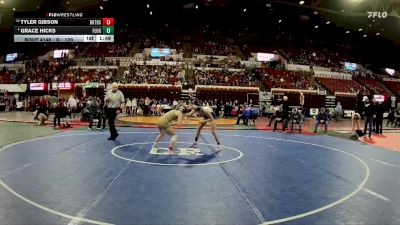 G - 120 lbs Champ. Round 2 - Tyler Gibson, Beaverhead Co. (Dillon) / Twin Bridges / Sheridan Girls vs Grace Hicks, Fergus (Lewistown)/Hobson Girls