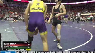 1A-120 lbs Champ. Round 2 - Kaben Morrow, Sioux Central vs Hayden Helgeson, Lake Mills