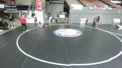 74 lbs Cons. Sub-semis - Gavin Miller, RBWC (Rancho Bernardo Wrestling Club) vs Miguel Lopez, Scotsmen Wrestling Club