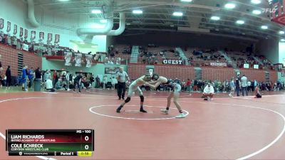 100 lbs Champ. Round 1 - Liam Richards, Rhyno Academy Of Wrestling vs Cole Schreck, Corydon Wrestling Club