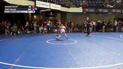 77 lbs Cons. Sub-quarters - Hudson Beach, Ragin Raisins Wrestling vs Rhett Miller, Greater Heights Wrestling Club