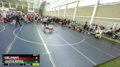 87 lbs Round 2 (4 Team) - Coby Johnson, Warriors Of Christ vs Jonathan Bexfield, Sanderson Wrestling Academy