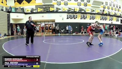 92 lbs 5th Place Match - Raidon Gonzalez, New Castle Youth Wrestling Club vs Paul Brewer, Batesville Bulldog Wrestling Club